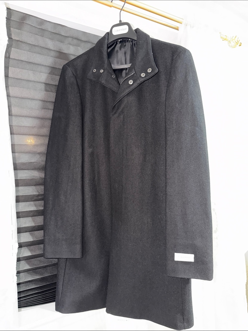 Men's Calvin Klein Black Wool Blend Dress Coat
